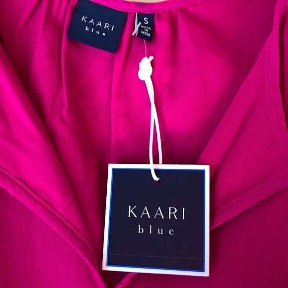 Kaari Blue Fuchsia Peasant Blouse New With Tags - Picture 2 of 6